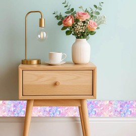 IVN Wallpaper Border Peel and Stick Decorative Wall Trim Self Adhesive Pastel Crystal Accent Strip for Bathroom Laundry Room Pool Area Mirror Frame Shelf Wall Edge 4x196 Inch Elegant Design