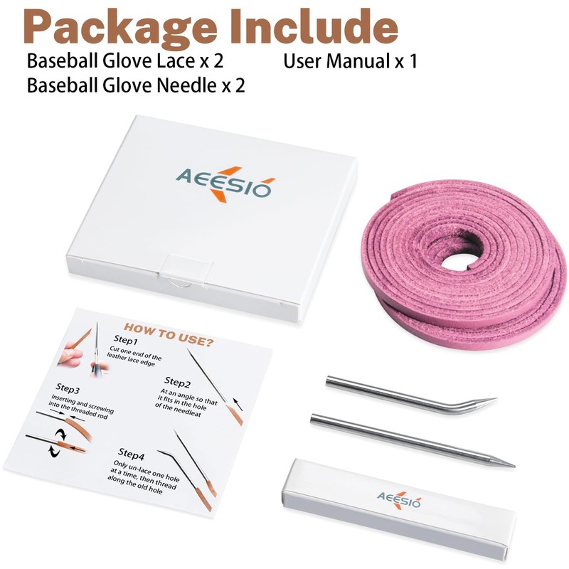Aeesio Softball Baseball Glove Lace, Mitt Lace Repair Kit Includes