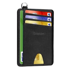 EcoVision EcoVision Slim Minimalist Front Pocket Wallet, RFID Blocking Credit Card Holder Wallet with Detachable D-Shackle for Men Women