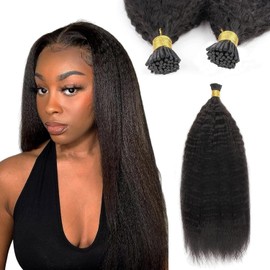 I Tip Human Hair Extensions 22Inch Pre Bonded Microlinks Brazilian Human Hair Stick Tip Extensions 50G/Pack Long Curly Hair for Black Women Curly Keratin Hair Extensions
