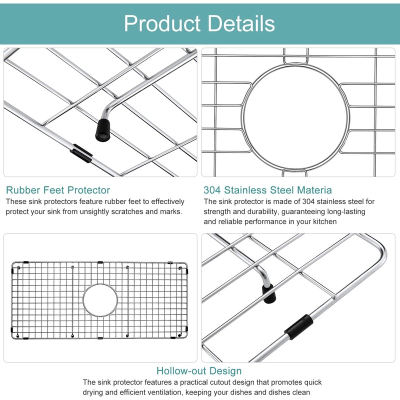 KINKIB Stainless Kitchen Sink Protector - 28" x 18" with