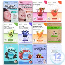 Innerest Original Derma Beauty Mascarillas De Colágeno Cuidado De La Piel - 12 Pk Mascarilla Facial De Vitamina Iluminadora Cuidado De La Piel...     
