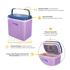 RTIC 8 QT Road Trip Personal Cooler, Small, Compact, Insulated, Portable Ice Chest Box for Food, Drink, Beverage, Beach, Camping, Picnic, Fishing, Boat, 12-Can Capacity, Snowy Peak