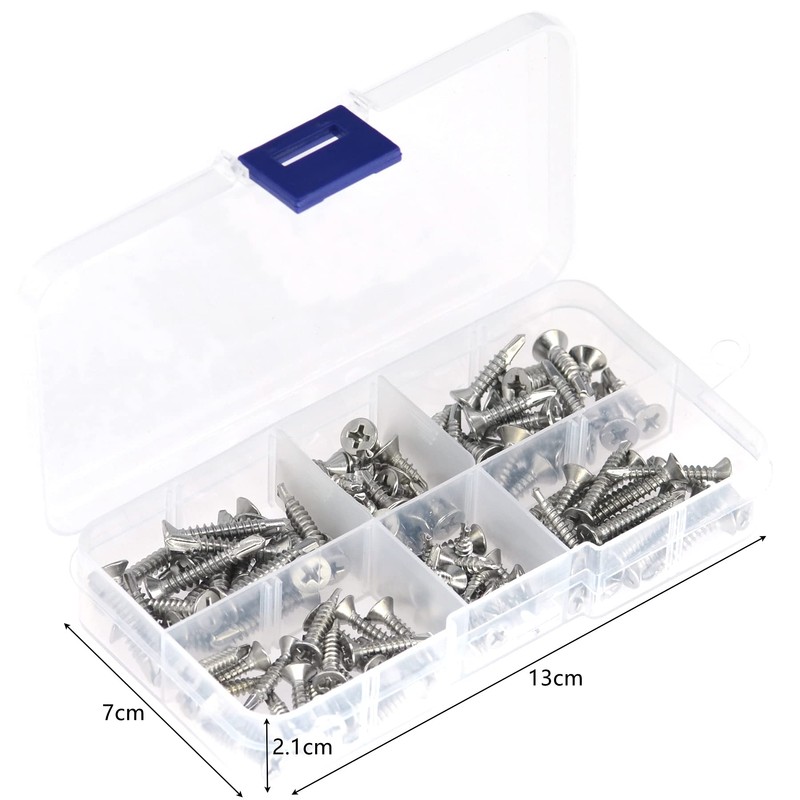 120 PCS Stainless Steel Self Drilling Screws,Self Tapping Screws for