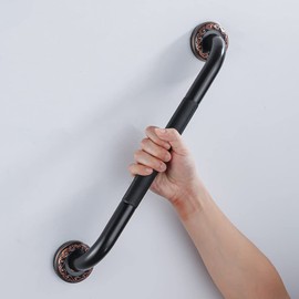 700Brass 16-Inch Grab Bar Featuring Anti-Slip Handrail, Solid Brass, Oil Rubbed Bronze, Heavy-Duty Construction Armrest, Bathroom Bathtube Shower Safety Rail