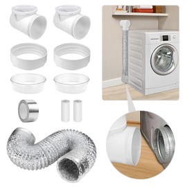 Dryer Vent Connector Kit Double 90 Degree Dryer Vent Elbow + Dryer Vent Hose, Dryer Duct Connector for 4 Inch Tubes, Clothes Dryer Vent Connector Elbow Kit Easy to Clean & Connect in Narrow Spaces