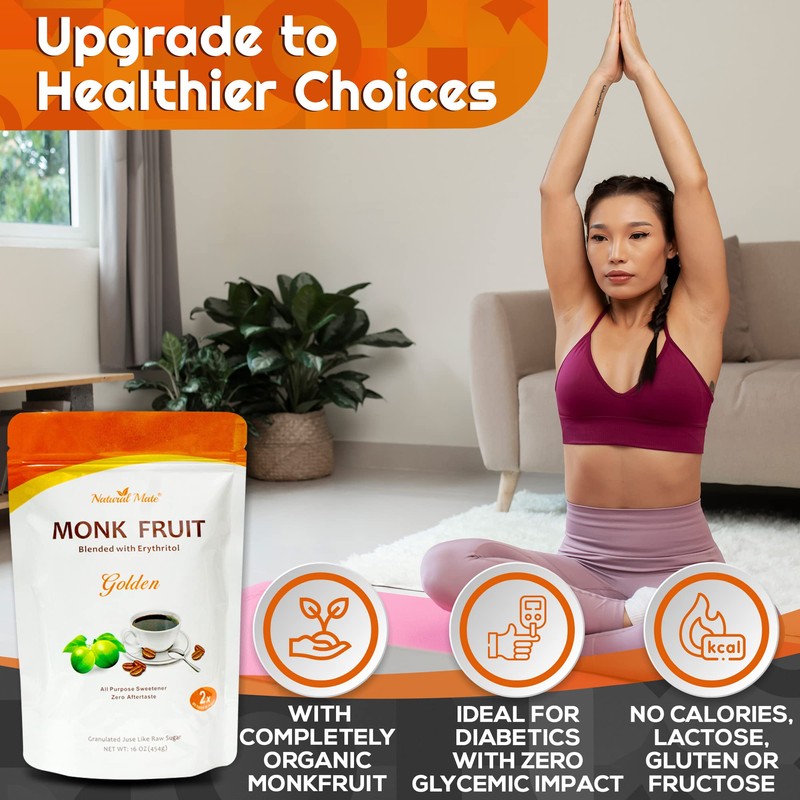 Monk Fruit Zero Calorie Sweetener (2x Sugar Sweet, Golden), 16
