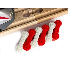 TrainLab Dog Bone Train Track Adapter Connectors (6pcs) (Candy Cane)