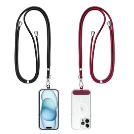 2 Pack Correa de cordón universal para colgar la funda del Teléfono móvil Correa para el cuello Cadena colgante con parche de plástico Gancho para cordón móviles Accesorios