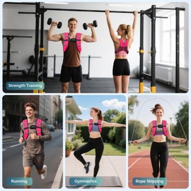 Cavry Weighted Vest, 8lb/12lb/16lb/20lb/25lb/30lb Weight Vest with Two Adjustment Straps for Men Women, Body Weight Vests Adjustable with Reflective Stripe for Strength Training, Running, Training Workout, Jogging, Walking-8LB, PINK