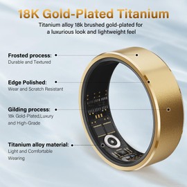 YULUCKGO YULUCKGO Health Tracker Fitness Ring Smart Ring for Health Monitor Men Women Gold(9#)