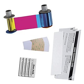 Fargo 45200 YMCKO Ribbon and DuraClean DC 86177 Cleaning Kit for Fargo DTC4500 and DTC4500e Printers