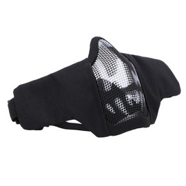 Outdoor Half Face Breathable Steel Mesh Face Cover Military for CS Hunting ShootingBlack Skull