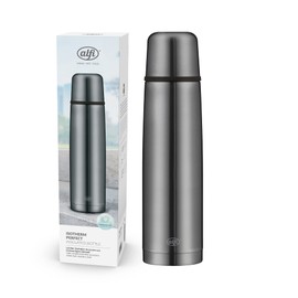 alfi isoTherm Perfect Insulated Flask, Stainless Steel, Grey, 1 Litre, Thermos Flask with Drinking Cup 5737.234.100 Leak-Proof, Dishwasher Safe, Thermos Flask Hot for 12 Hours, Cold for 24 Hours,