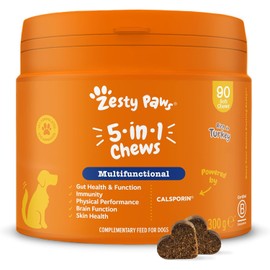 Zesty Paws Dog Multivitamin 5-in-1 | Supports Gut Health & Skin Health | Boosts Immunity, Physical Performance & Reduces Stress | Vitamin B | Supports Gut & Skin Health | Turkey Flavour | 90 Pcs