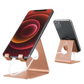 Soporte para teléfono celular, soporte para teléfono de computadora, cuna, muelle, compatible con todos los teléfonos de 4 a 8 pulgadas, accesorios de oficina, cocina, viajes, T1, oro rosa