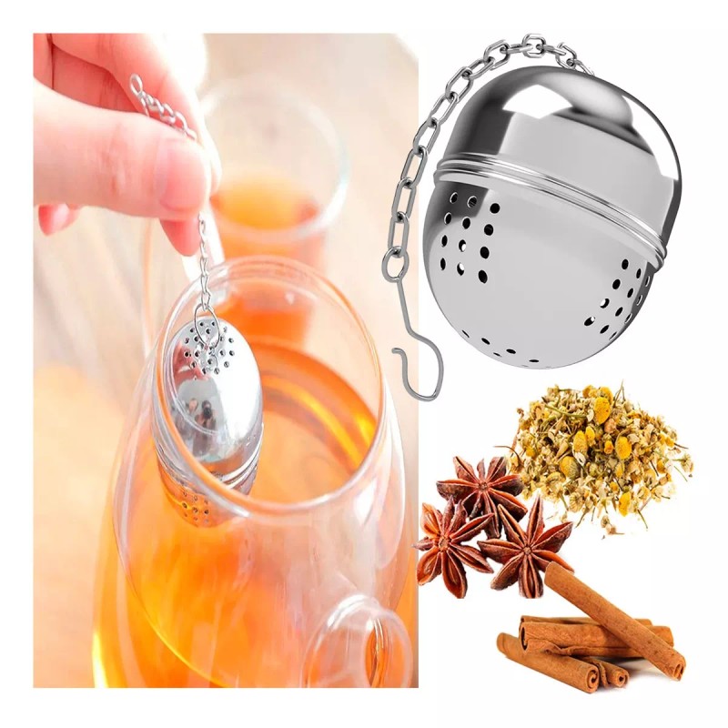 Feliz Fiesta Infusor Te Acero Inoxidable Esfera Cadena Colador Bebida