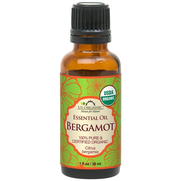 US Organic 100% Pure Bergamot Essential Oil, USDA Certified Organic, Cold Pressed, with Euro droppers (More Size Variations Available) (30 ml / 1 fl oz)