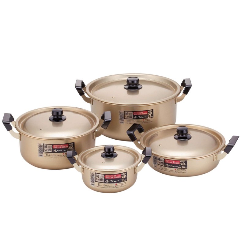 Hokuriku Alumi Two-Handled Pot, 10.2 inches (26 cm), [Gas Fire