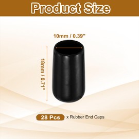 sourcing map 28Pcs Rubber End Caps, 10mm(11/32") ID Round Screw Thread Protectors Flexible Screw Bolt Covers Caps for Metal Tube Rod Bolt, Black