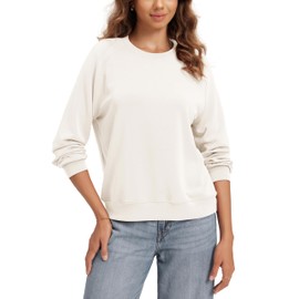 ODODOS Modal Soft Raglan Long Sleeves Sweatshirts for Women Oversized Crew Neck Pullover Tops, Ivory, X-Large