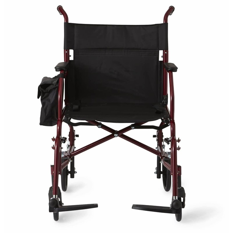 Medline Lightweight Steel Transport Chair, Folding Chair is Portable, Large
