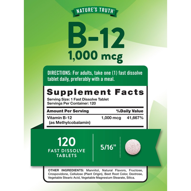 Nature's Truth B12 Vitamin Sublingual Tablets | 1000 mcg |