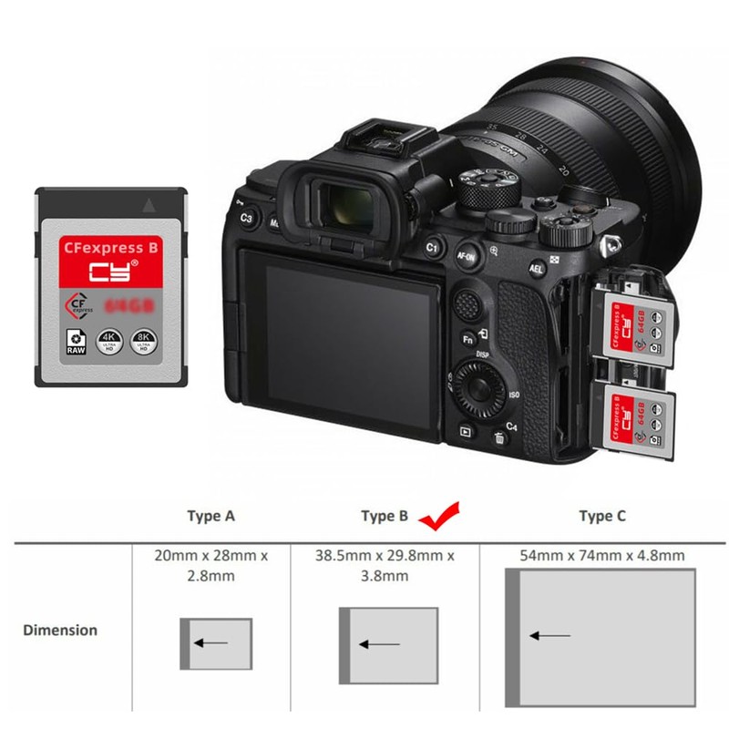 xiwai CFEXPRESS TYP-B 128GB CFE CFB Memory Card Adapter Compatible