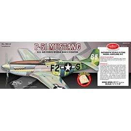 Guillow's P51 Mustang Laser Cut Model Kit, Yellow, Small