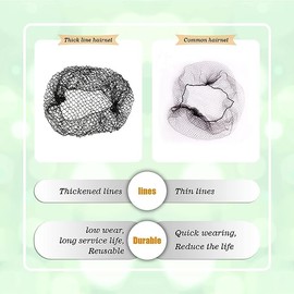 5x Black Slumber Hair Net - Thicker Black Sleep In Hair Net Elasticated edge