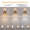 Shenmoyl Vintage Battery Operated Wall Sconce with Amber Tulip Glass