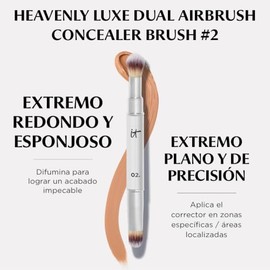 It Cosmetics Heavenly Luxe Dual Airbrush Concealer Brush 2 - Brocha Doble para Corrector, Acabado Difuminado y Natural sin Marcas, Vegana y Suave