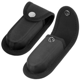 2 Packs Nylon Pocket Knife Sheath, Folding Knife Sheath, 4'' Multitool Case with Snap Closure and Belt Loop Black Knives Pouch for Outdoor or Daily Use