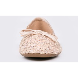 FEVERSOLE Round Toe Lace Ballet Crochet Flats Women's Comfy Breathable Shoes