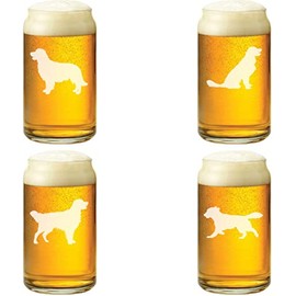 MIP 16 oz Beer Can Glass Set of 4 Golden Retriever Collection Gift