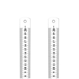 Stainless Steel Rulers, 2 Pack 20cm Metric Imperial Precision Ruler Long Office Ruler Table Ruler Imperial Double Marking Rulers Precision Mechanical Rulers for School Office Engineering