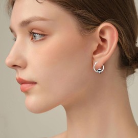 POTOPYY Hoop Panda Earrings Christmas Gifts for Women 925 Sterling Silver Huggie Panda Hoop Earrings Hypoallergenic Animal Earrings, Panda Gifts for Women Daughter Mom Christmas Anniversary Valentine's Day Birthday