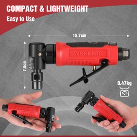 WORKPRO Air Die Grinder with 1/4" and 1/8" Collet, 90 Degree Mini Pneumatic Angle Grinder with Rotation Speed 20000rpm for Polishing, Grinding, Rust Removal