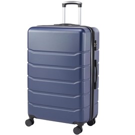 Huedimboene 28-Inch Blue Expandable Hardside Carry-On Luggage, with Double Spinner Wheels &TSA Lock, Hard Shell Rolling Suitcase for Travel Expandable Lightweight with Scratch-Resistant Surface