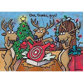 18 Christmas Cards and 18 Envelopes Envelopes, Reindeer Bullseye Gift