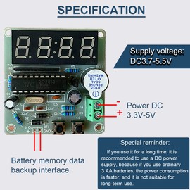 DAOKAI 4 Bits Digital Electronic Clock DIY Kits MCU digital clock PCB Soldering Practice Board Clock Parts Components for Curriculum Practice Welding Practice