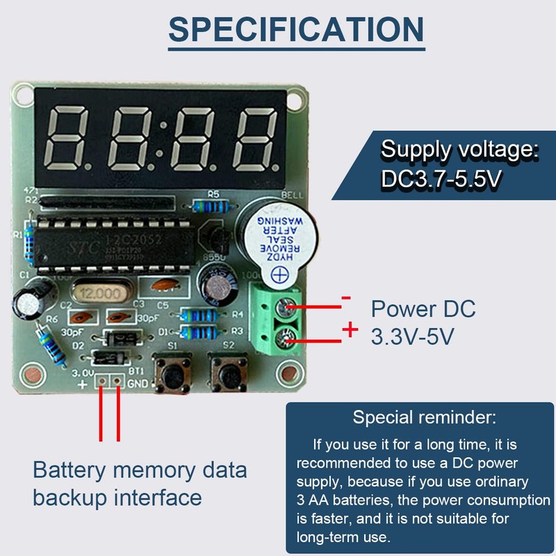 DAOKAI 4 Bits Digital Electronic Clock DIY Kits MCU digital