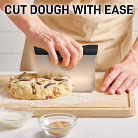 Zulay Premium Multi-purpose Stainless Steel Bench Scraper & Chopper, Easy to Read Etched Markings for Perfect Cuts, Quick & Easy Multi-use Dough Scraper, Dough Cutter & Pastry Scraper (Black)