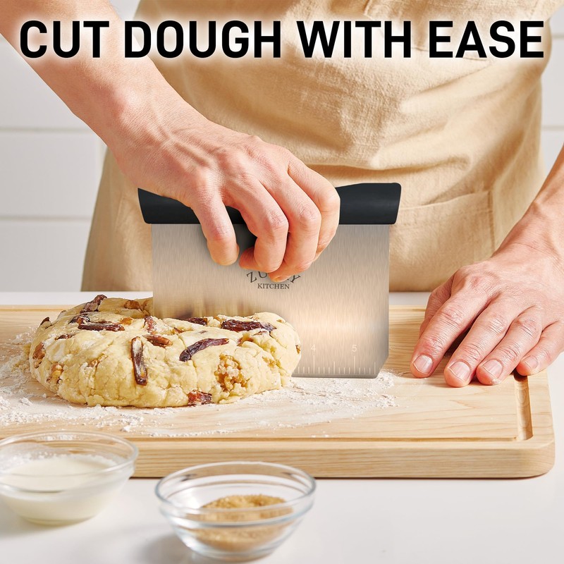 Zulay Premium Multi-purpose Stainless Steel Bench Scraper & Chopper, Easy