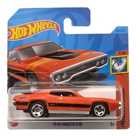 Hot Wheels '71 Plymouth GTX, Orange Muscle Car, Die-Cast Model, 1:64 Scale, 166/250