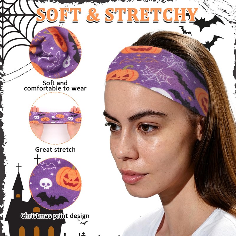 4Pack Halloween Headbands for Women, Trendy Head Bands for Halloween