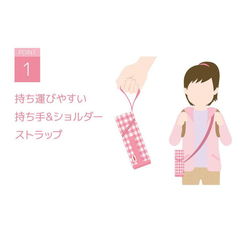 Thermos APG-350 P-CH My Bottle Pouch with Strap, Pink Checked,