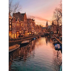 QAZWSX Amsterdam Netherlands 5D Diamond DIY Painting Kits for Adults, Crystal Diamond Art Paint by Numbers Embroidery Cross Stitch Art Crafts 12 X 16 Inch