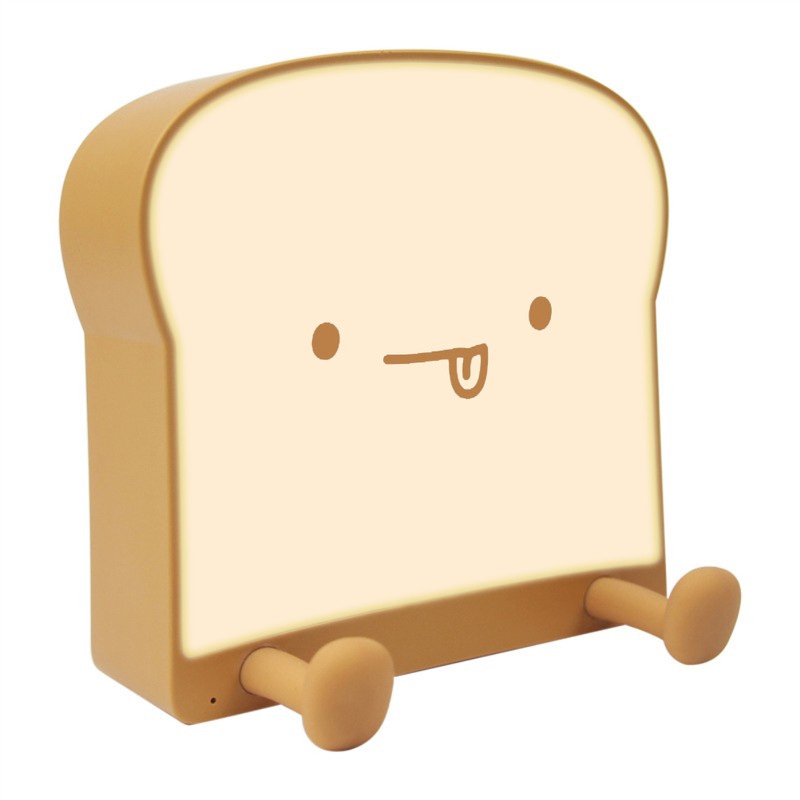 Cute Cartoon Night Light Toast Bread LED Night Lamp Rechargeable