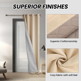 3-In-1 Thermal Blackout Curtains for Winter Insulating - Noise Cancelling Curtains with Thick Liner Sound Cold Heat Blocking - Thermo Window Drapes for Living Room Bedroom 96 Inch Long 1 Panel Set